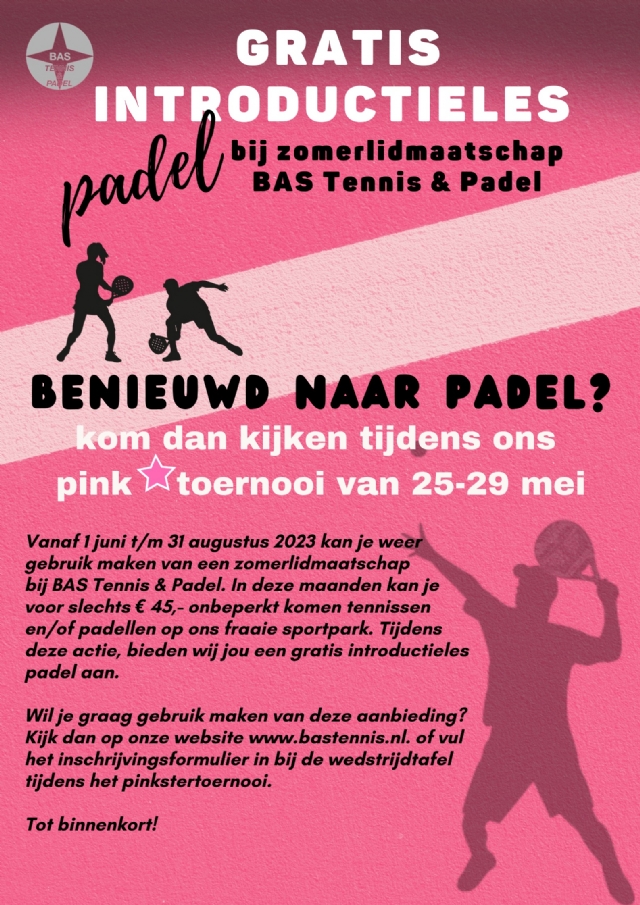 Gratis introductielespadel bij zomerlidmaatschap